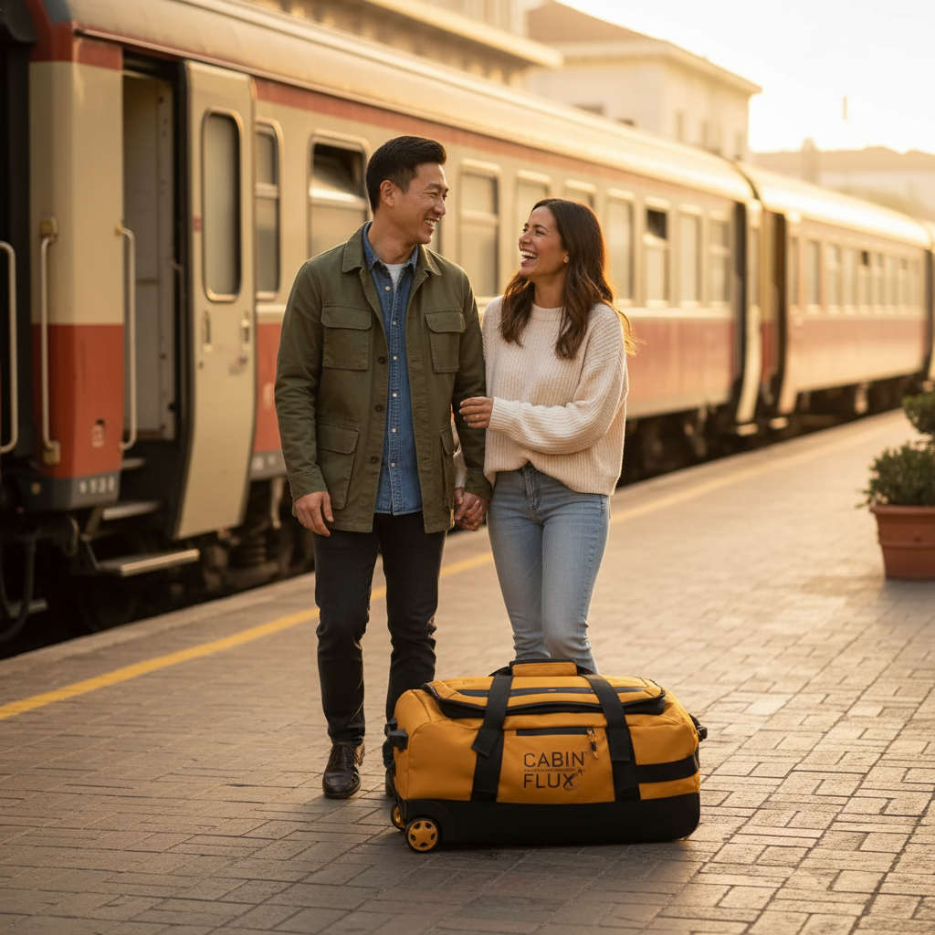 Couple at train station